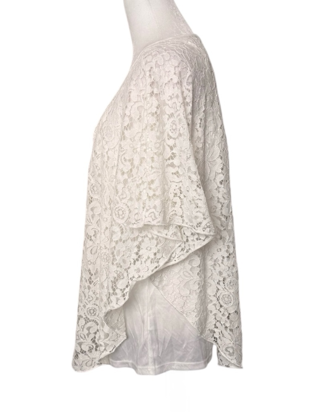 NY Collection White Lace Overlay Poncho Blouse XL NWT - Picture 3 of 7